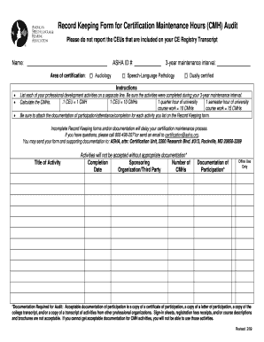 Maintenance Record Keeping  Form