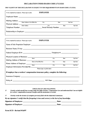 Ic53 Form Idaho Industrial Commission