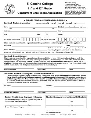 El Camino Concurrent Enrollment  Form