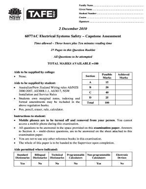 Electrical Capstone Past Papers Nsw  Form