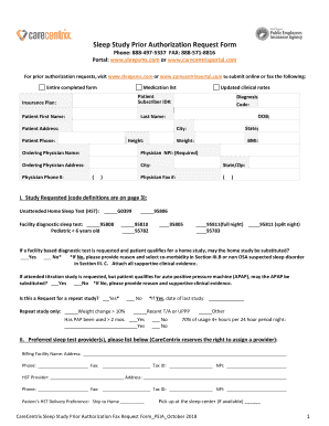  Sleep Study Authorization 2018-2024