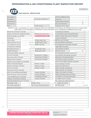 REFRIGERATION &amp; AIR CONDITIONING PLANT INSPECTION REPORT  Form