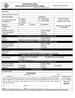 Late Entry Death Certificate  Form