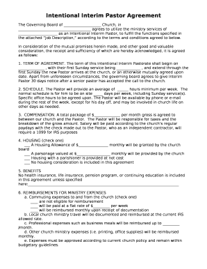 Intentional Interim Pastor Agreement  Form