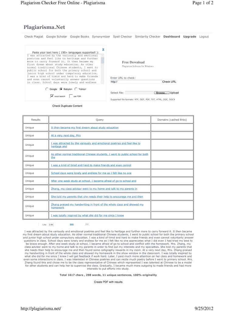 Plagiarism Checker Online Plagiarisma  Form