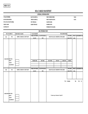 SEA CARGO MANIFEST  Form