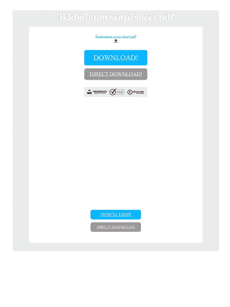 Badminton Score Sheet PDF  Form