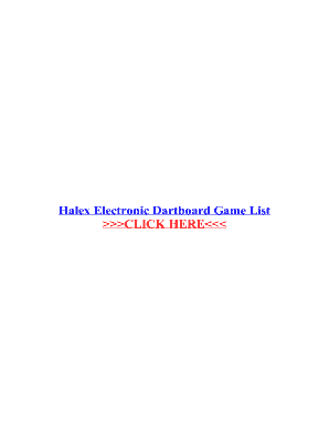 Halex Dartboard Game List  Form