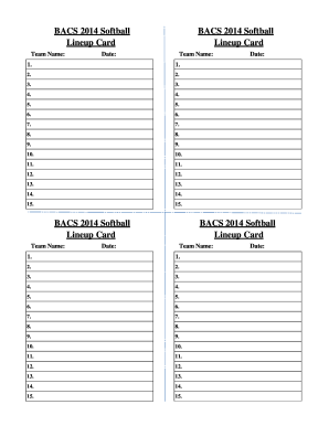 Baseball Lineup Card Template Excel Fill Out And Sign Printable Pdf Template Signnow