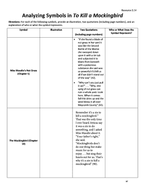 Analyzing Symbols in to Kill a Mockingbird Answer Key  Form