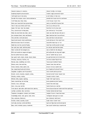 Chaos Transcription  Form