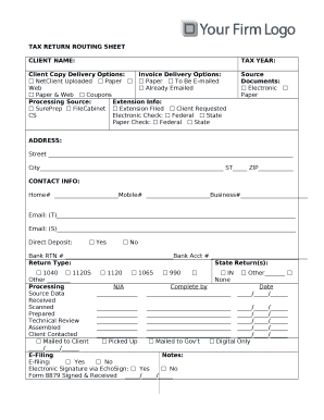 Routing Sheet Example  Form