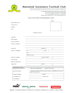 Get and Sign Mamelodi Sundowns Membership Application Form 