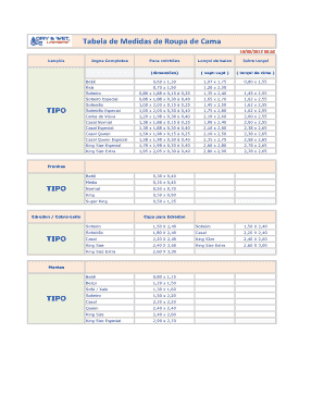 Tabela De Medidas De Camas  Form