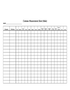 Costume Measurement Sheet Male  Form