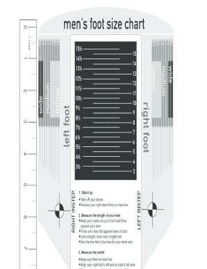 Printable Men&#039;s Shoe Size Chart  Form