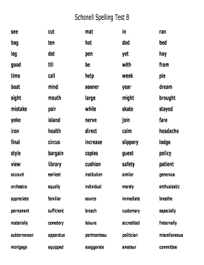 Schonell Spelling Test B  Form