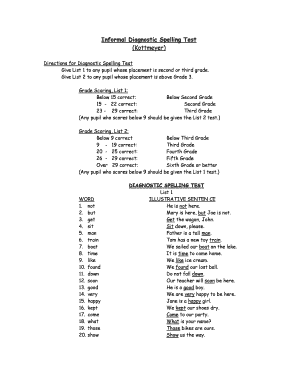 Kottmeyer Diagnostic Spelling Test  Form