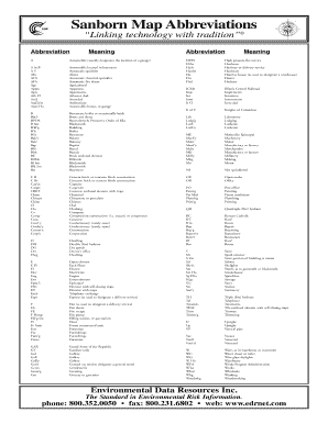 Sanborn Map Abbreviations  Form