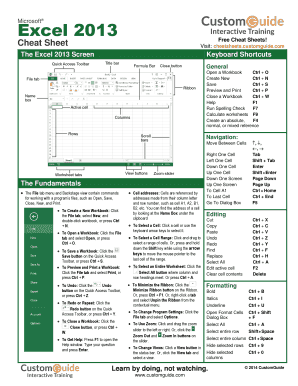 Cheat Sheet for Excel Pinellas County  Form