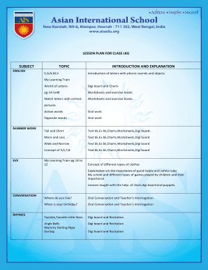 Lkg Lesson Plan PDF  Form