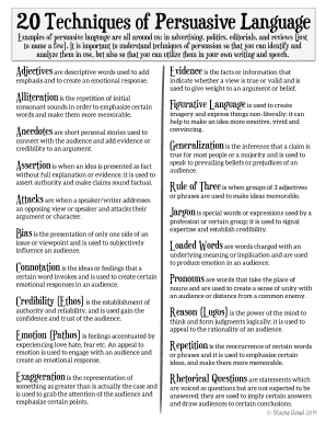 20 Techniques of Persuasive Language  Form