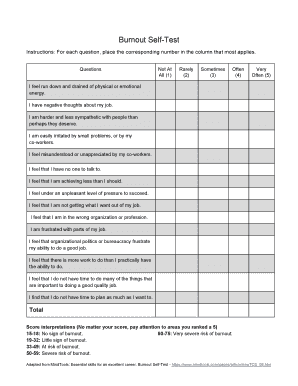 Burnout Self Test  Form