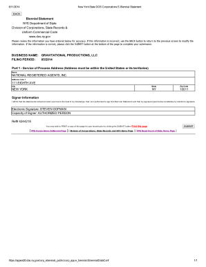 Get and Sign Nys Dos Corporations Biennial E Filing 2014-2022 Form