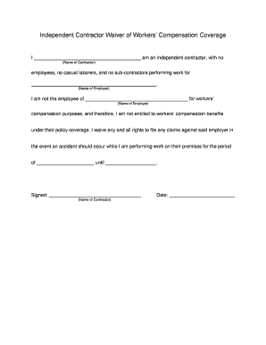 Waiver of Workers Form