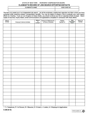  CLAIMANT&#039;S RECORD of JOB SEARCH EFFORTSCONTACTS 2010-2024