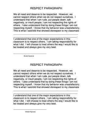 RESPECT PARAGRAPH  Form