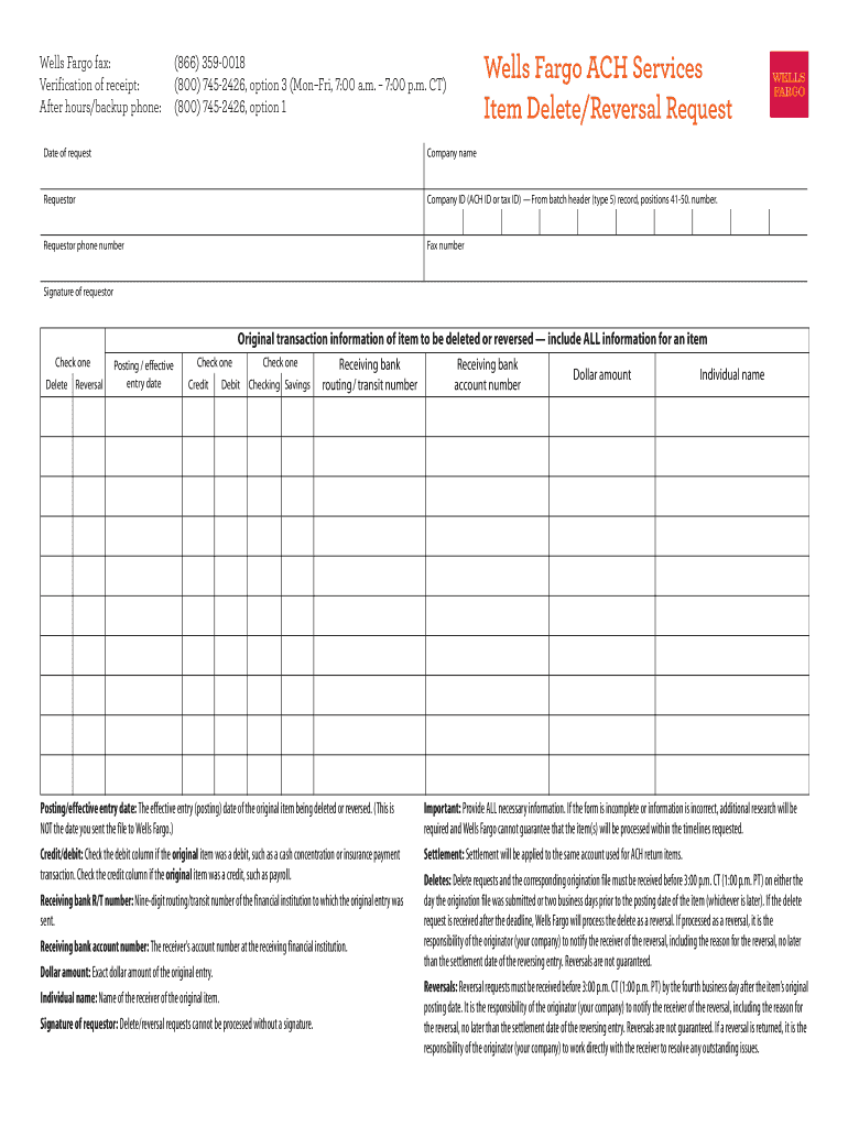 Wells Fargo Fax  Form