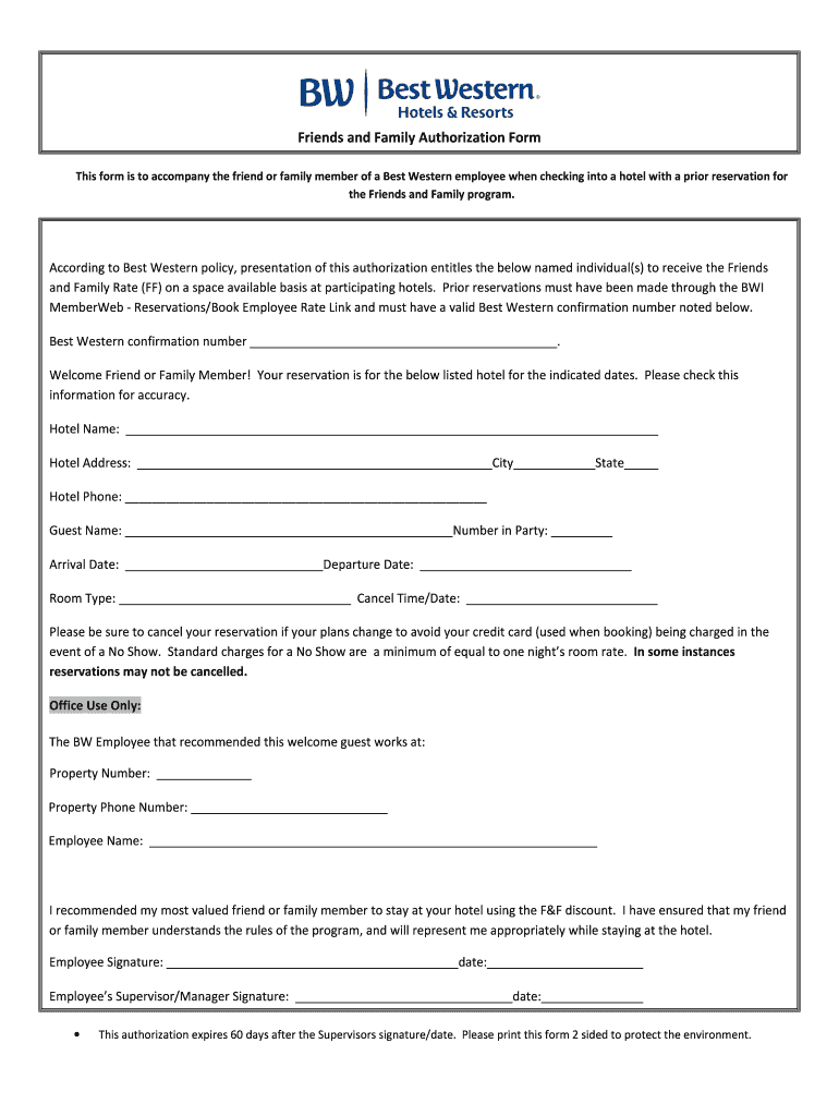 Friends and Family Authorization Form