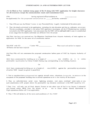 UNDERTAKING 1A and AUTHORISATION LETTER  Form