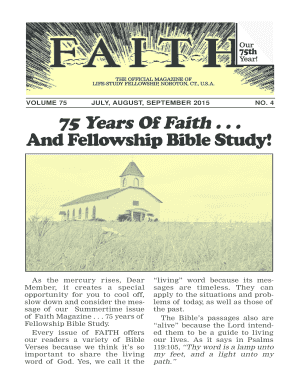 Life Study Fellowship Faith Magazine  Form