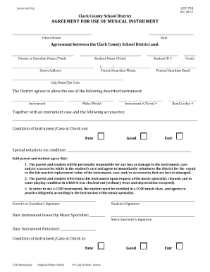 AGREEMENT for USE of MUSICAL INSTRUMENT  Form