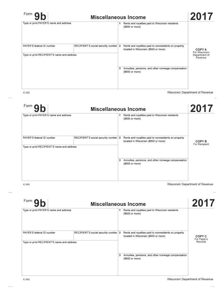  IC 092 Form 9b Miscellaneous Income 2017