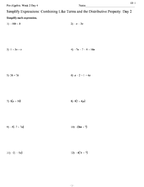 Pre Algebra Week 3 Day 4  Form