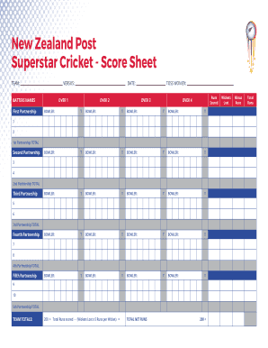 Nz Cricket Score Sheet  Form