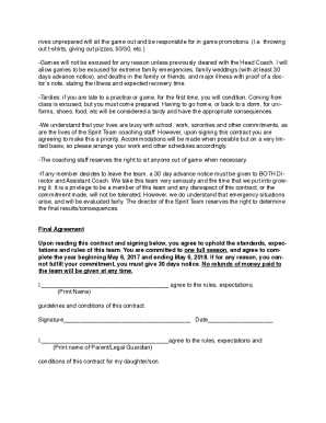  Dance Team Contract Template 2017