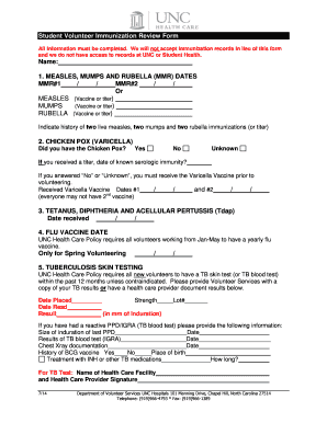  Student Volunteer Immunization Review Form 2014-2024