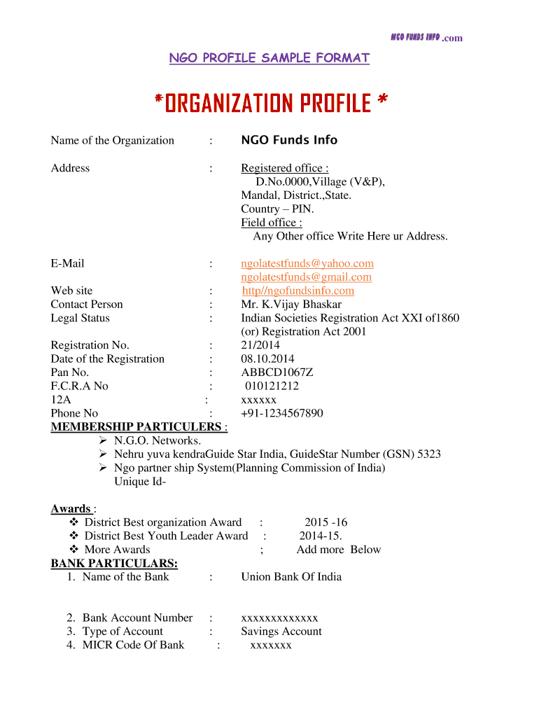 Sample Ngo Profile  Form