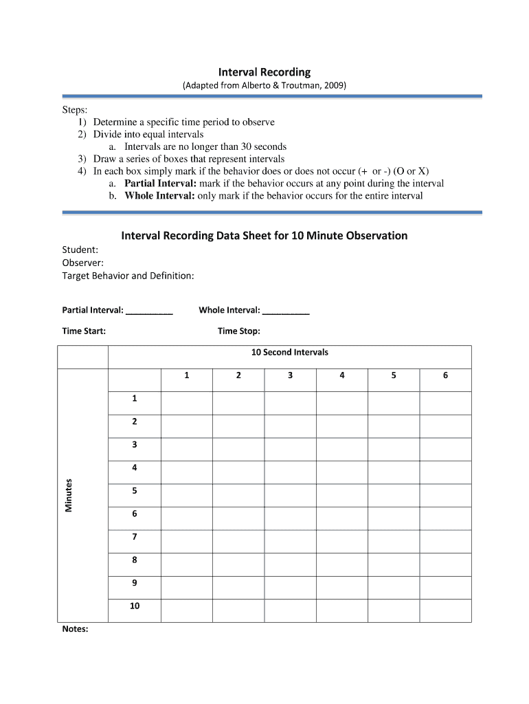 Interval Recording  Form