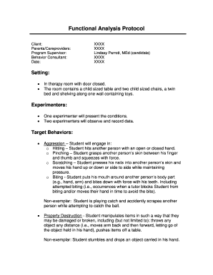 Functional Analysis Protocol  Form