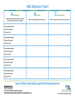 ABC Behavior Chart  Form