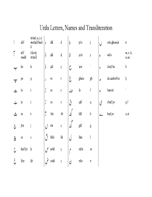 Urdu Alphabets PDF Download  Form