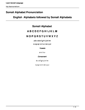 Somali Alphabet PDF  Form
