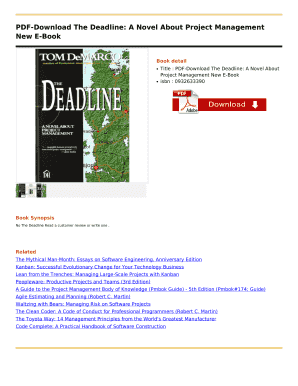 The Deadline a Novel About Project Management PDF  Form