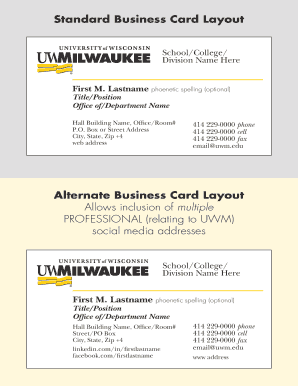 Standard Business Card Layout  Form