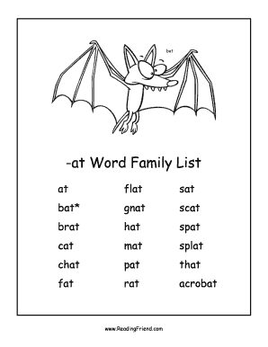 Word Family List PDF  Form